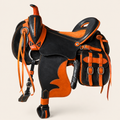 Silla Chaparral Negra con Cuero Naranja