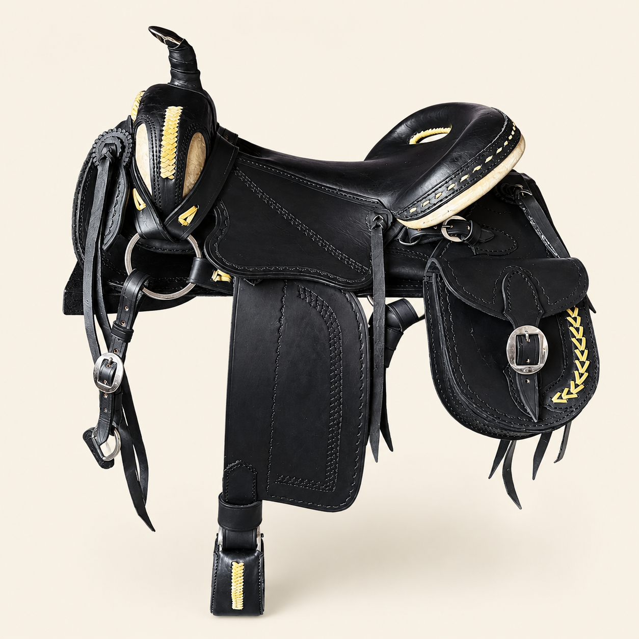 Silla Chaparral Negra y Cuero Crudo